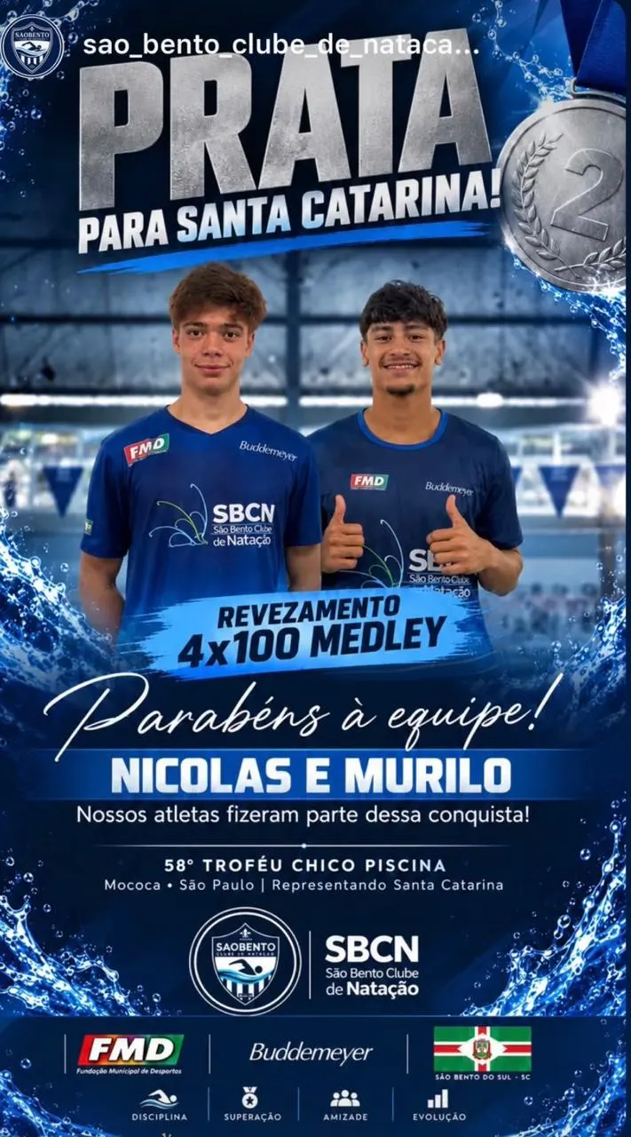Nadadores de São Bento do Sul brilham no Troféu Chico Piscina